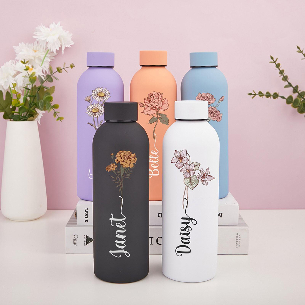 Sports Water Bottle Insulated - Botella de Agua Floral Personalizada, Botella