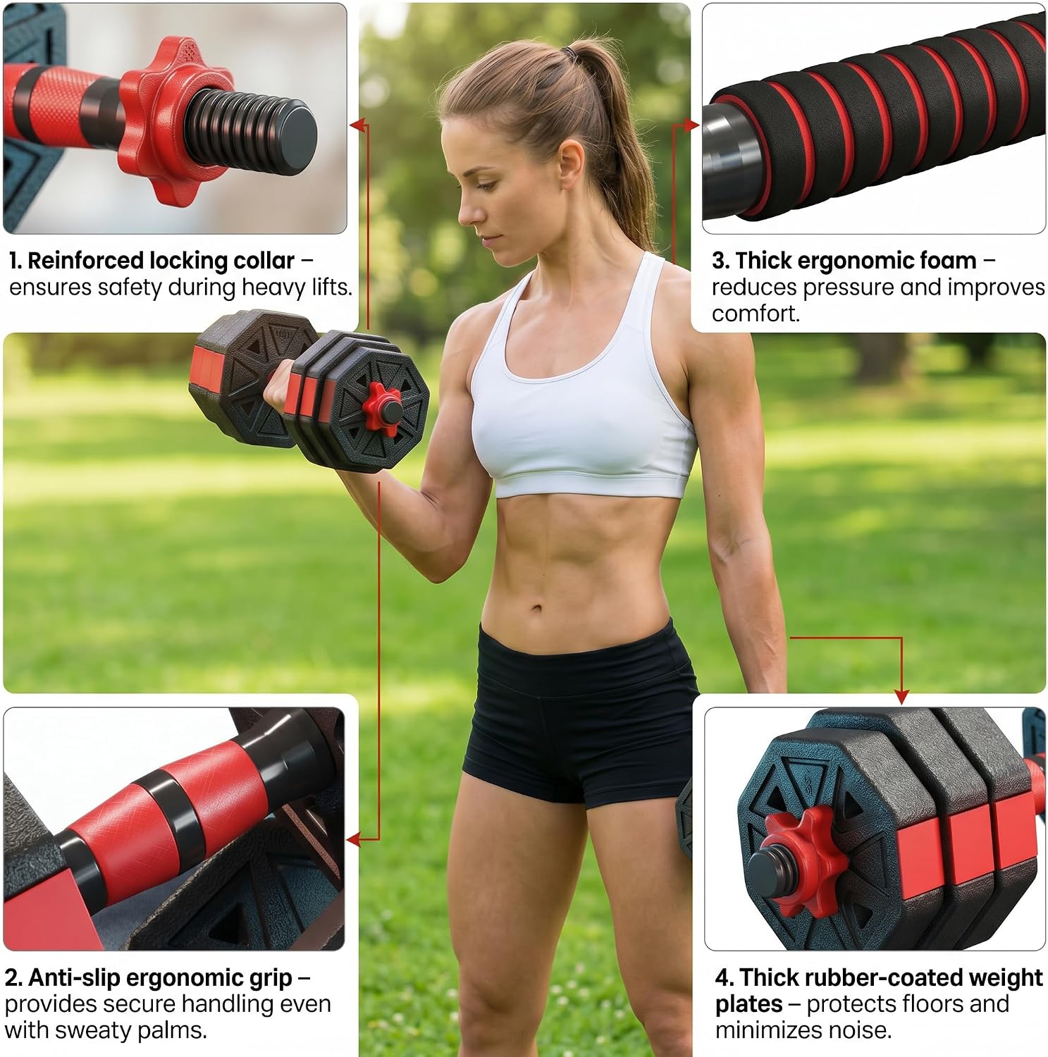 Juego de Pesas Ajustables 6 en - Dumbbell Set reseña y precio
